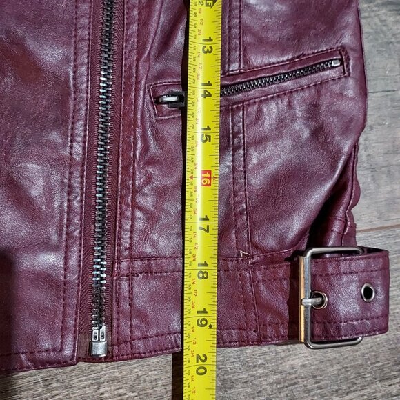 Biker Vest Rag Cie Full Zip Burgendy Flux Leather Moto Gillet Size M - Picture 6 of 11